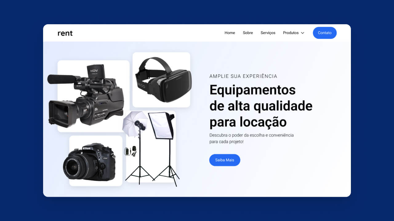 Criação de site de equipamentos para locação